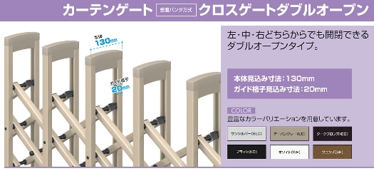 三協アルミ　垂直タンパ方式　クロスゲート　ダブルオープン